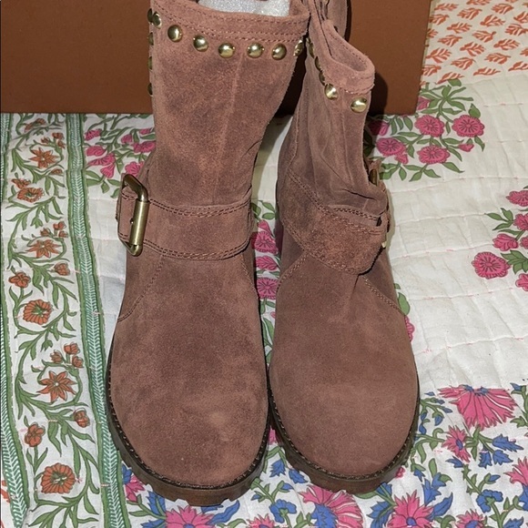 INC Moto Henri suede stud boots in nutmeg New - Picture 7 of 14